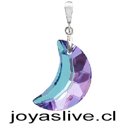 Dije de Plata chilena 950 Cristal fino Luna Morado