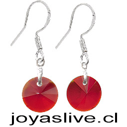 Aros de Plata 925 Cristal Rojo