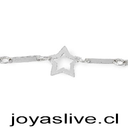 Pulsera Plata chilena 950, Cadena con Estrellas (19 cm.)