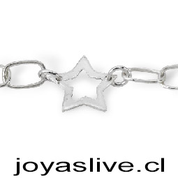 Pulsera Plata chilena 950, Conectores de barra con Estrellas (19 cm.)