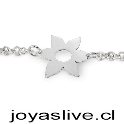 Pulsera Plata chilena 950, Belcher con Flor (19 cm.)
