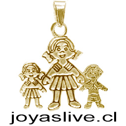 Dije de Oro 18 kl. Dije Niña Mamá Niño. (2,2 gramos)