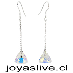 Aros de Plata Colgantes Cristal fino Tríangulo Tornasol