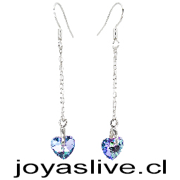 Aros de Plata Colgantes Cristal fino Corazón Morado Tornasol