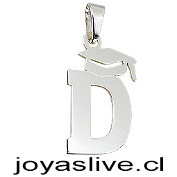 Dije Plata chilena 950 Letra con Birrete de Graduación