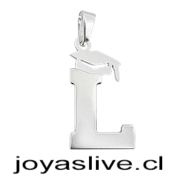 Dije Plata chilena 950 Letra con Birrete de Graduación