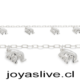Pulsera Plata chilena 950, cadena con Elefantes (20cm.)