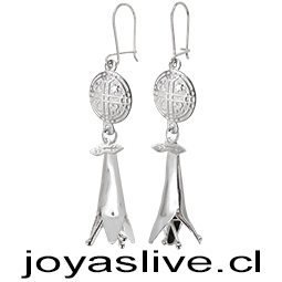 Aros de Plata chilena 950 Mapuche Copihue Kulmapu con Pistilos movibles 