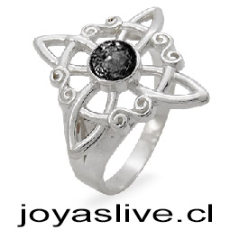 Anillo de Plata chilena 950 Nudo de Bruja Onix (medida 12)