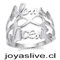Anillo de Plata chilena 950 Nombre personalizable (medida 14)