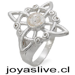 Anillo de Plata chilena 950 Nudo de Bruja Zafiro (medida 18)