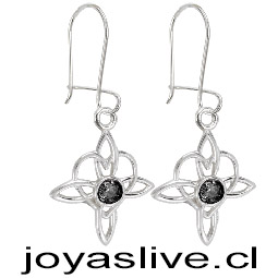 Aros de Plata chilena 950  Nudo de Brujas Corazón Onix