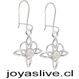 Aros de Plata chilena 950  Nudo de Brujas Corazón Zafiro