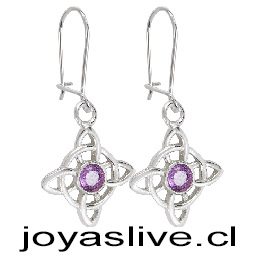 Aros de Plata chilena 950  Nudo de Brujas Amatista