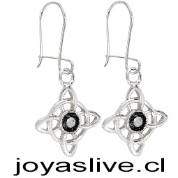 Aros de Plata chilena 950  Nudo de Brujas Onix
