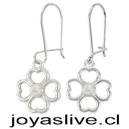 Aros de Plata chilena 950 Trébol Zafiro