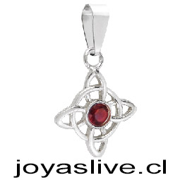 Dije Plata chilena 950 Nudo de Brujas Granate