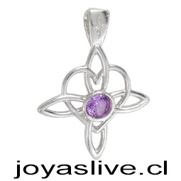 Dije Plata chilena 950 Nudo de Brujas Corazón Amatista