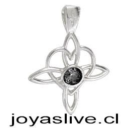 Dije Plata chilena 950 Nudo de Brujas Corazón Onix