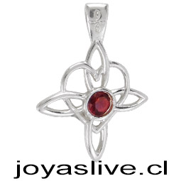 Dije Plata chilena 950 Nudo de Brujas Corazón Granate