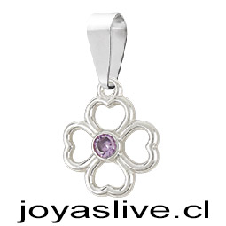 Dije Plata chilena 950 Trébol Amatista
