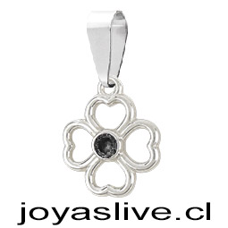 Dije Plata chilena 950 Trébol Onix