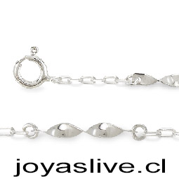Pulsera Plata chilena 950, cadena torcida con eslabones