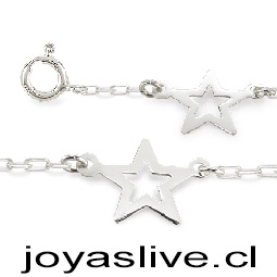 Pulsera Plata chilena 950, cadena con eslabones y Estrellas