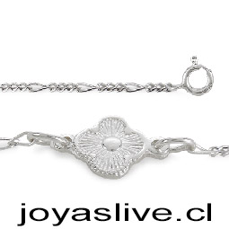 Pulsera Plata chilena 950, cadena Cartier, Flor