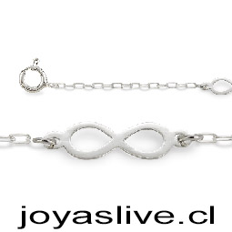 Pulsera Plata chilena 950, cadena eslabones, Infinito