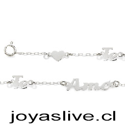 Pulsera Plata chilena 950, cadena eslabones, Te Amo