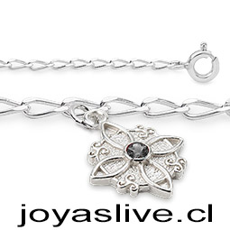 Pulsera Plata chilena 950, cadena cartier, Nudo de Brujas, onix