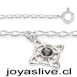 Pulsera Plata chilena 950, cadena Cartier, Nudo de Brujas, onix