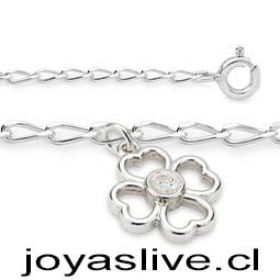 Pulsera Plata chilena 950, cadena Cartier, Trébol, zafiro