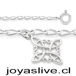 Pulsera Plata chilena 950, cadena Cartier, Nudo de Brujas