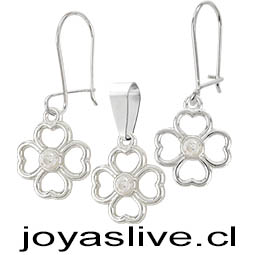 Conjunto de Plata chilena 950 Trébol Zafiro