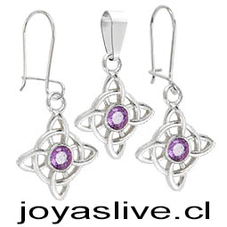 Conjunto de Plata chilena 950  Nudo de Brujas Amatista