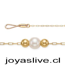 Pulsera de Oro 18 kl. Eslabón con Perlas y Esferas