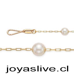 Pulsera de Oro 18 kl. Eslabón con Perlas